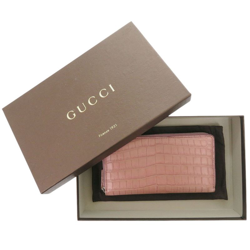 Gucci Round Zipper Matte Croc Purple Long Wallet 1313 — view 2