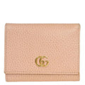 Gucci GG Marmont Logo Trifold Wallet Compact W Hook Pink Leather 65 Bs022