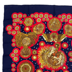 Hermes Scarf Silk Carre 90 le Roy Soleil Sun King Navy — view 2