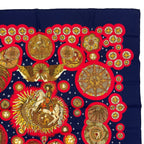 Hermes Scarf Silk Carre 90 le Roy Soleil Sun King Navy — view 3