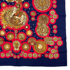 Hermes Scarf Silk Carre 90 le Roy Soleil Sun King Navy — view 5