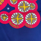 Hermes Scarf Silk Carre 90 le Roy Soleil Sun King Navy — view 7