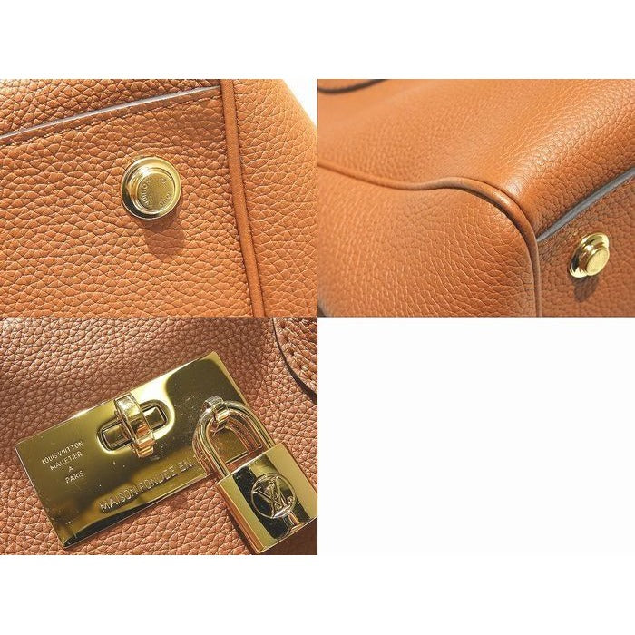 Louis Vuitton Mila PM 2-Way Tote Brown Calf Leather Handbag Gold 8C — view 3