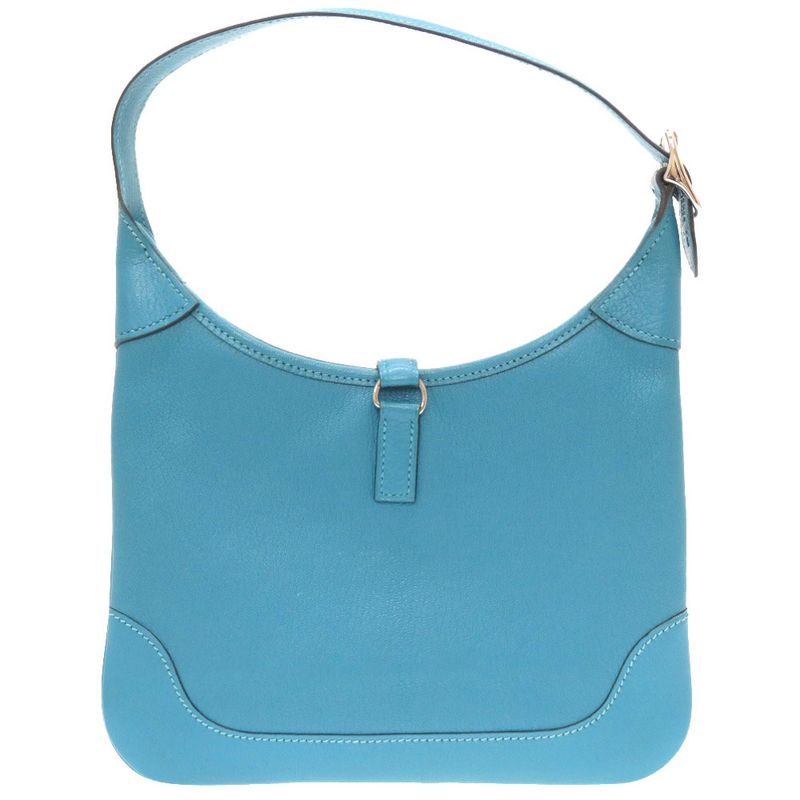 Hermes Trim 24 Chevre Turquoise Silver Hardware Shoulder Bag Blue — view 2
