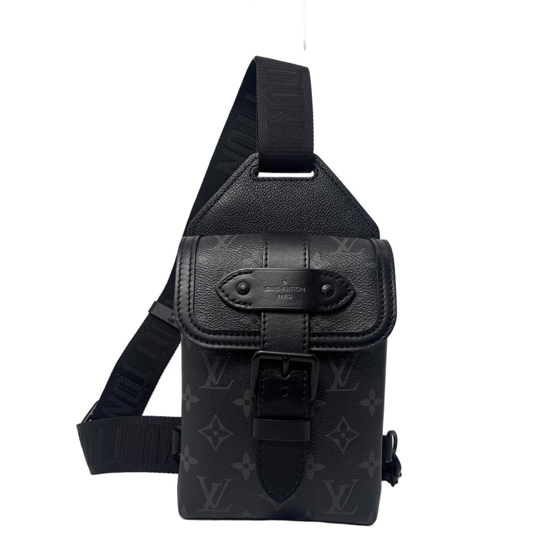 Louis Vuitton Monogram Eclipse Saumur Sling Bag Black