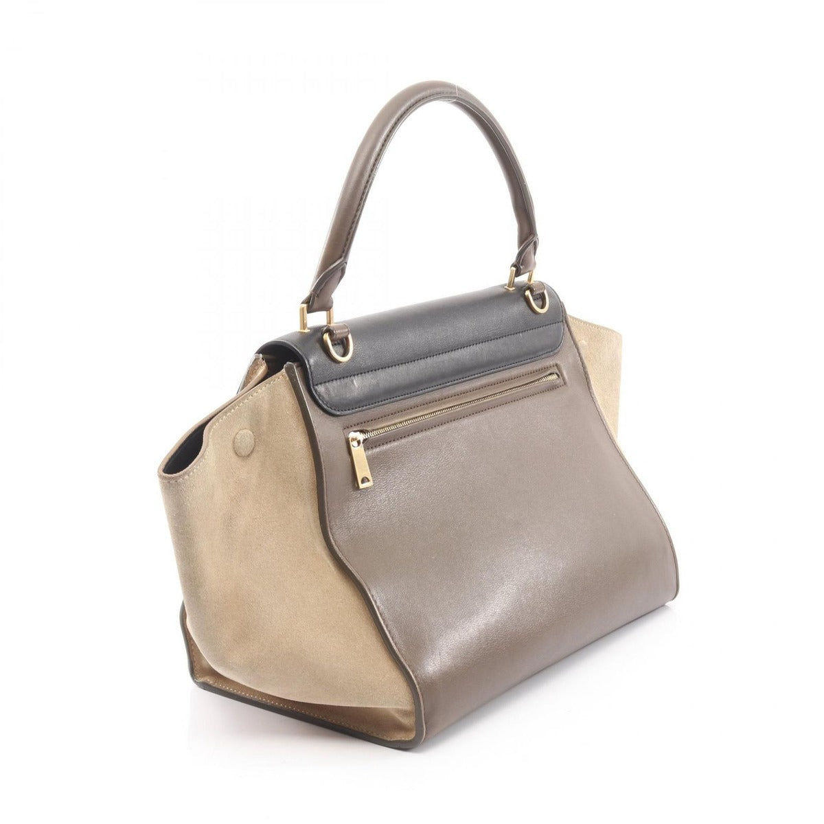 Celine Handbag Trapeze Black Beige Brown Leather — view 2