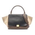 Celine Handbag Trapeze Black Beige Brown Leather