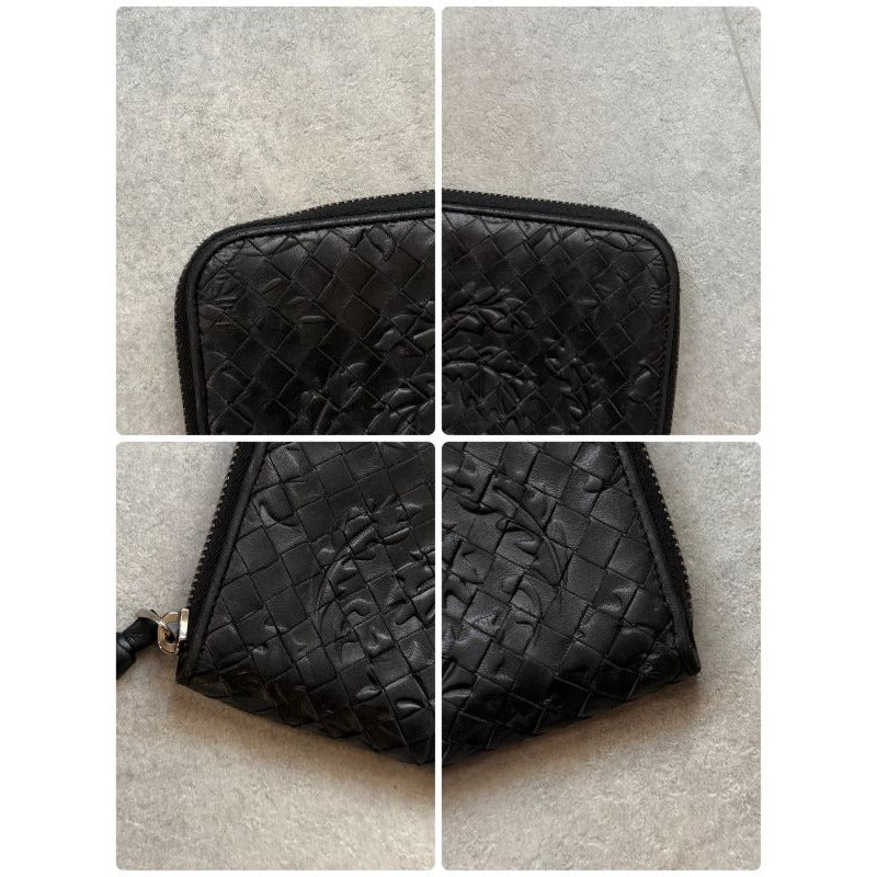Bottega Veneta Intrecciato Round Zipper Long Wallet Embossed Leather — view 3