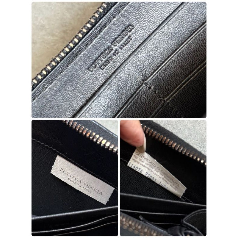 Bottega Veneta Intrecciato Round Zipper Long Wallet Embossed Leather — view 4