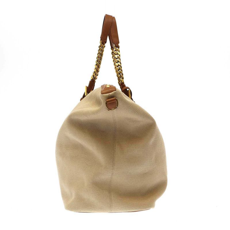 Saint Laurent Paris Leather Trimmed Canvas Duffel Bag 09 23 Brownish — view 3