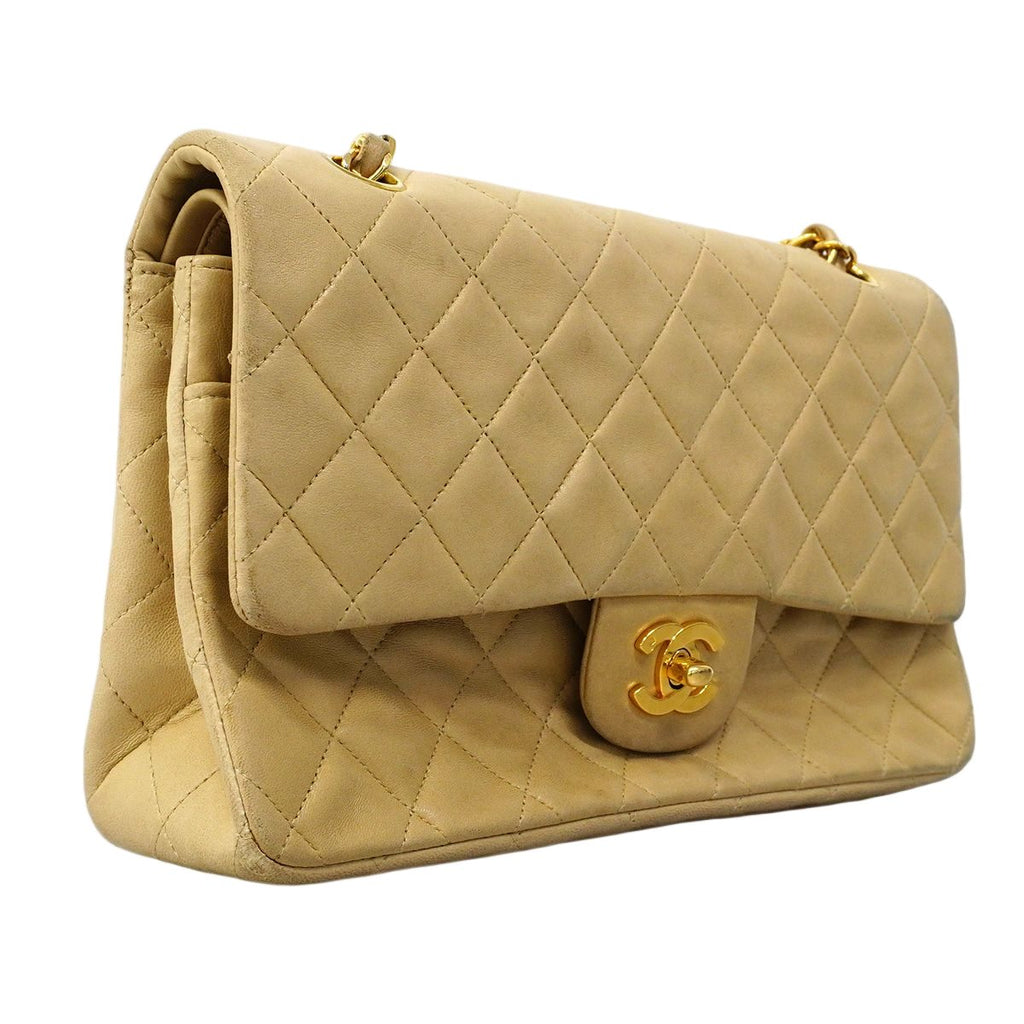 Chanel Shoulder Bag Quilted Lambskin Beige Gold — view 2