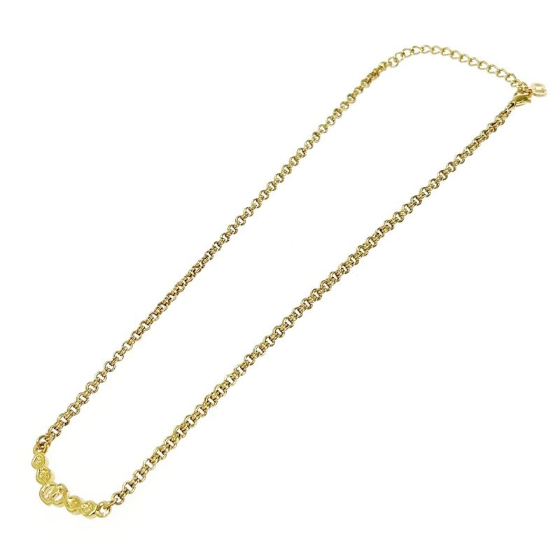 Christian Dior GP Rhinestone CD Logo Necklace Gold — view 5
