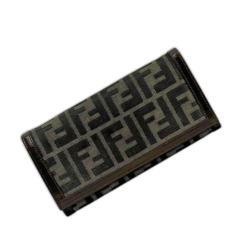 Fendi Bifold Wallet Khaki Green Brown Zucca