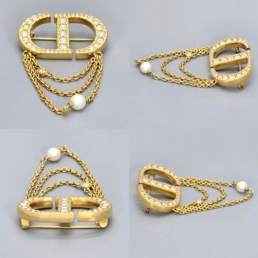 Dior Petit CD Brooch When Worn 5.5 cm Crystal Resin Pearl Gold — view 2