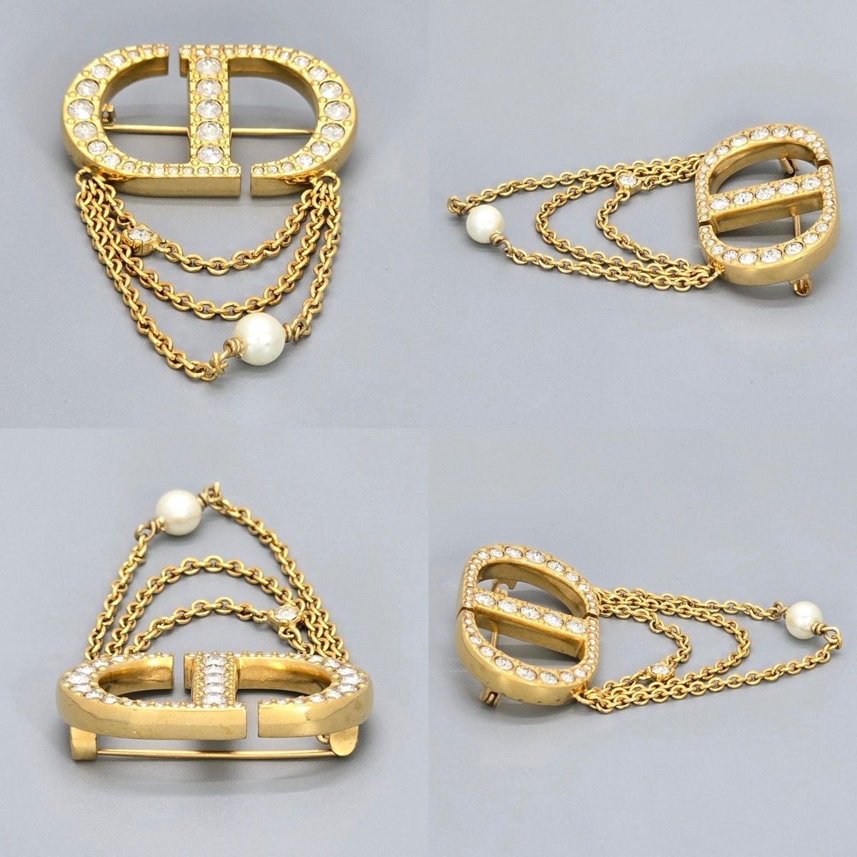Dior Petit CD Brooch When Worn 5.5 cm Crystal Resin Pearl Gold — view 2