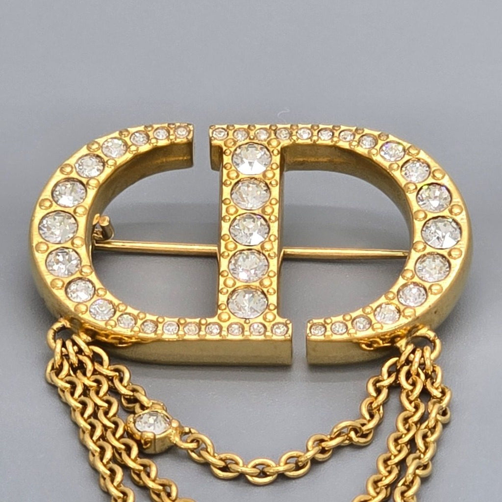 Dior Petit CD Brooch When Worn 5.5 cm Crystal Resin Pearl Gold — view 3