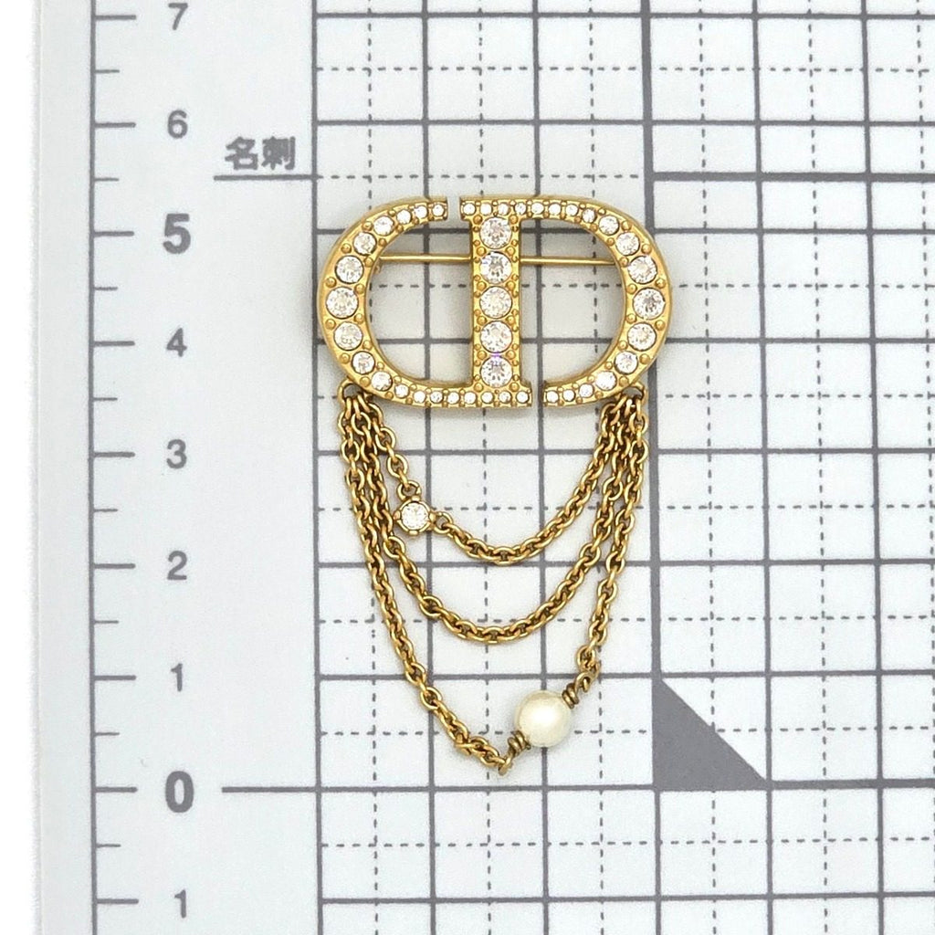 Dior Petit CD Brooch When Worn 5.5 cm Crystal Resin Pearl Gold — view 9
