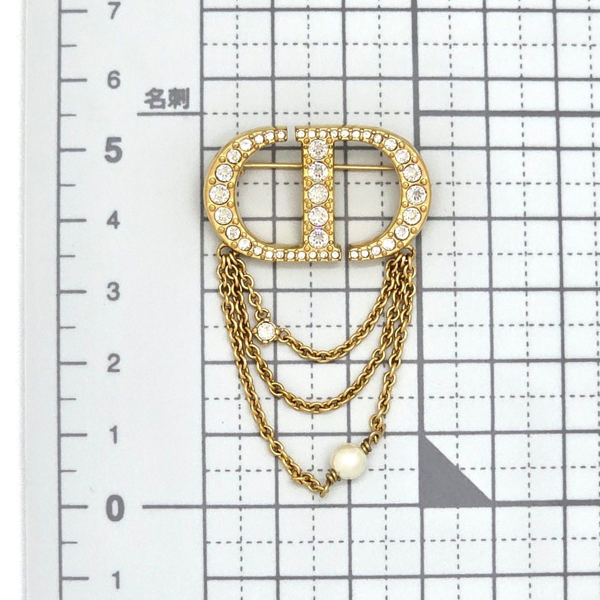 Dior Petit CD Brooch When Worn 5.5 cm Crystal Resin Pearl Gold — view 9