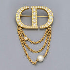 Dior Petit CD Brooch When Worn 5.5 cm Crystal Resin Pearl Gold