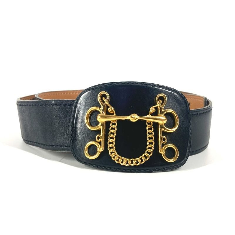 Hermes Belt Vintage Buckle Leather Black — view 2