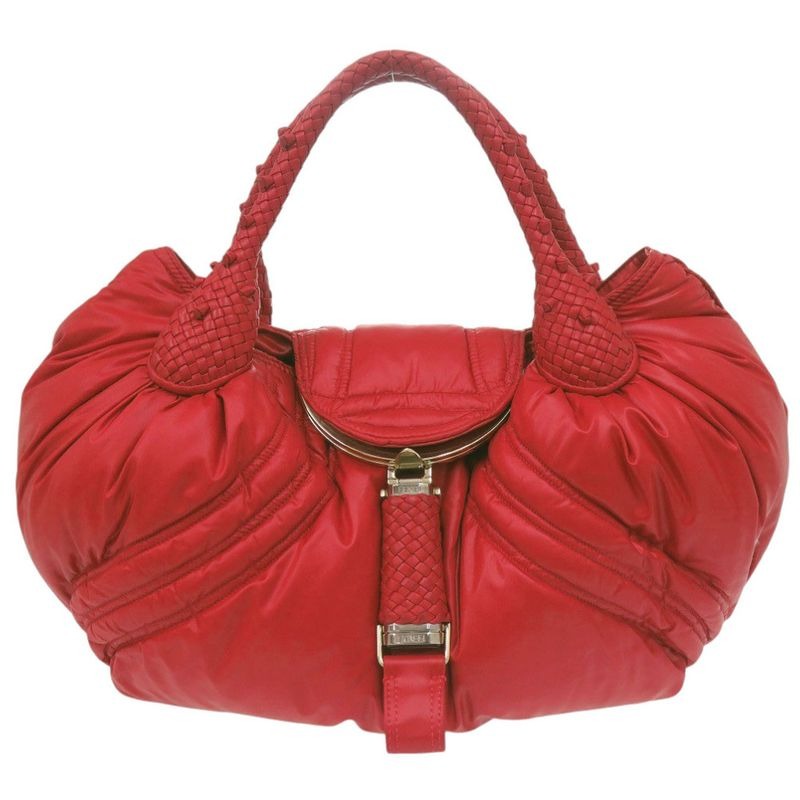 Fendi Moncler Spy Bag Handbag Nylon Leather Red 2180