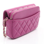 Chanel Shoulder Bag Quilted Chain Phone Case Wallet Purple Leather — view 2