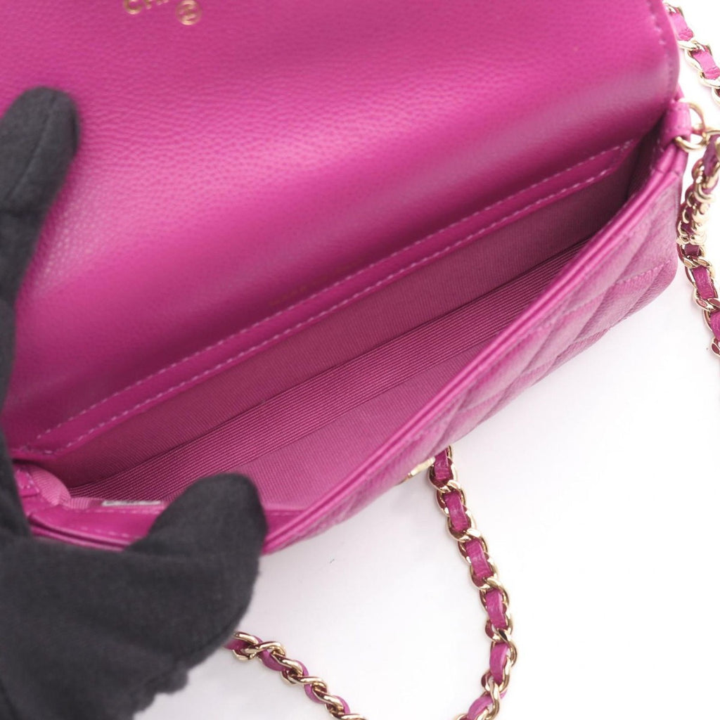 Chanel Shoulder Bag Quilted Chain Phone Case Wallet Purple Leather — view 4