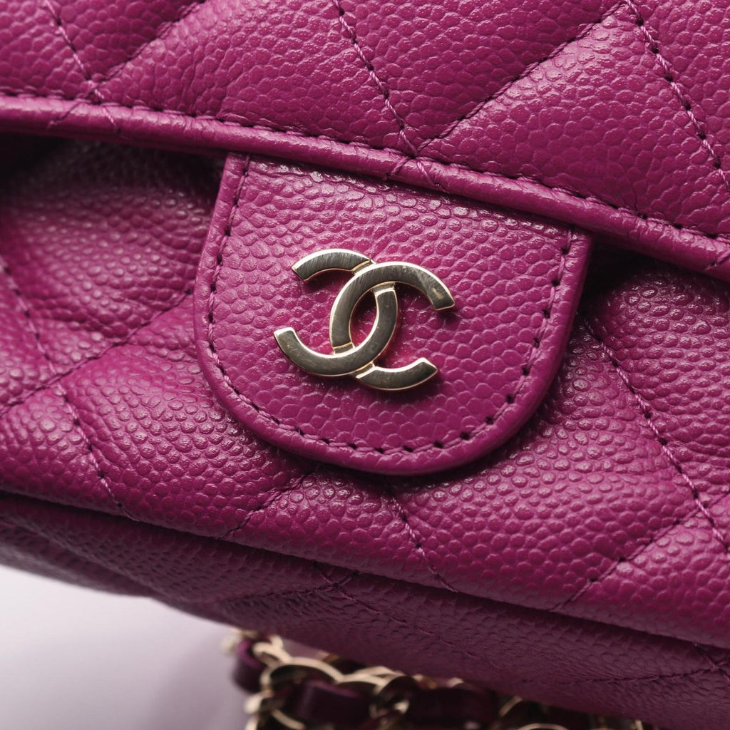 Chanel Shoulder Bag Quilted Chain Phone Case Wallet Purple Leather — view 8