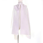 Chanel Coco Mark Quilted Design With Fringe Wool Large Shawl Gray — view 3