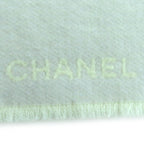 Chanel Coco Mark Quilted Design With Fringe Wool Large Shawl Gray — view 8