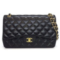 Chanel Shoulder Bag Quilted 30 Classic Large Black Gold