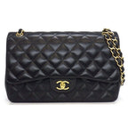Chanel Shoulder Bag Quilted 30 Classic Large Black Gold