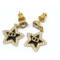 Dior List Earrings Petit CD Lucky Baroque Logo Star Gold Black