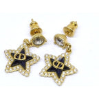 Dior List Earrings Petit CD Lucky Baroque Logo Star Gold Black