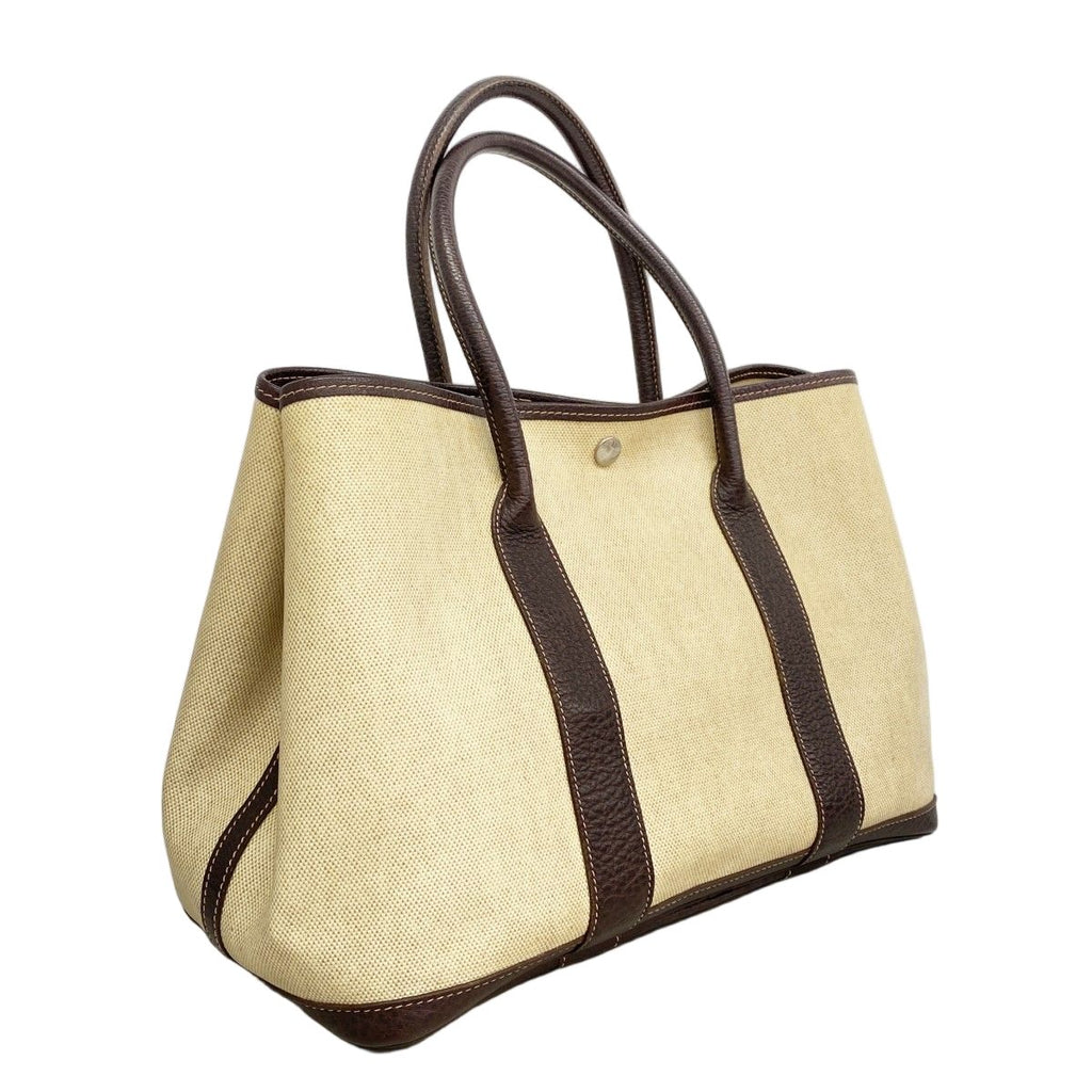 Hermes Tote Garden Party PM Toile Ash Brown Silver — view 2