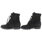 Chanel Vintage CC Logo Stitch Suede Leather Lace Up Short Boots Black 36 — view 2