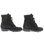 Chanel Vintage CC Logo Stitch Suede Leather Lace Up Short Boots Black 36 — view 3