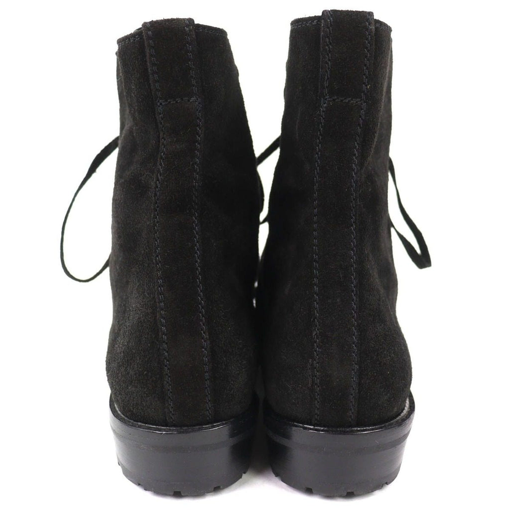 Chanel Vintage CC Logo Stitch Suede Leather Lace Up Short Boots Black 36 — view 4