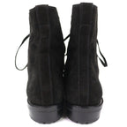 Chanel Vintage CC Logo Stitch Suede Leather Lace Up Short Boots Black 36 — view 4