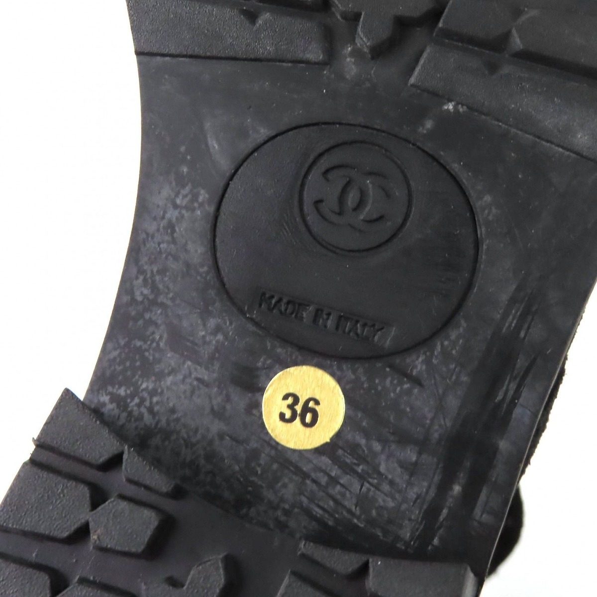 Chanel Vintage CC Logo Stitch Suede Leather Lace Up Short Boots Black 36 — view 9