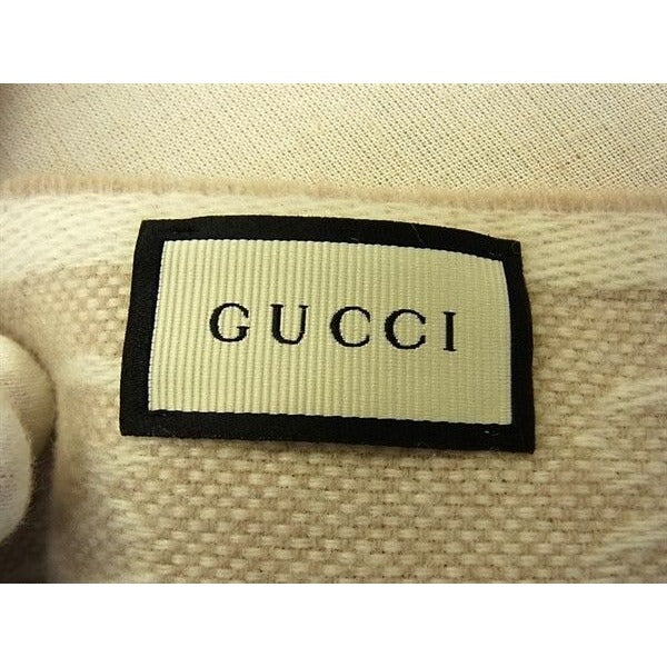 Gucci Muffler Sherry Line Ivory 100% Wool GG Pattern Scarf — view 5