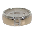 Hermes H Logo No 15 Ring Silver 925 18K Yellow Gold