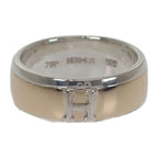 Hermes H Logo No 15 Ring Silver 925 18K Yellow Gold