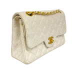 Chanel Shoulder Bag Quilted Lambskin White Gold — view 2