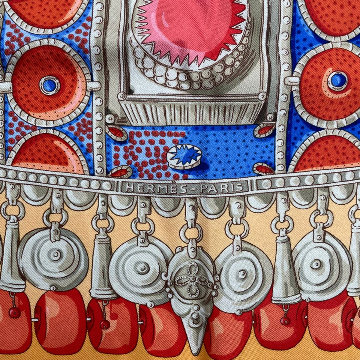 Hermes Silk Scarf Terres Precieuses Precious Places Orange Box — view 8