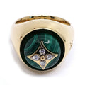 Louis Vuitton Signet Ring 55 18k Yellow Gold Malachite Diamond