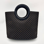 Celine Macadam Pattern Handbag Leather Dark Brown — view 2