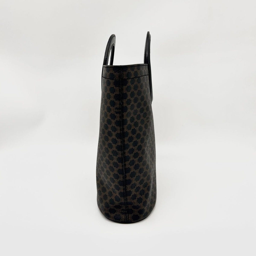 Celine Macadam Pattern Handbag Leather Dark Brown — view 3