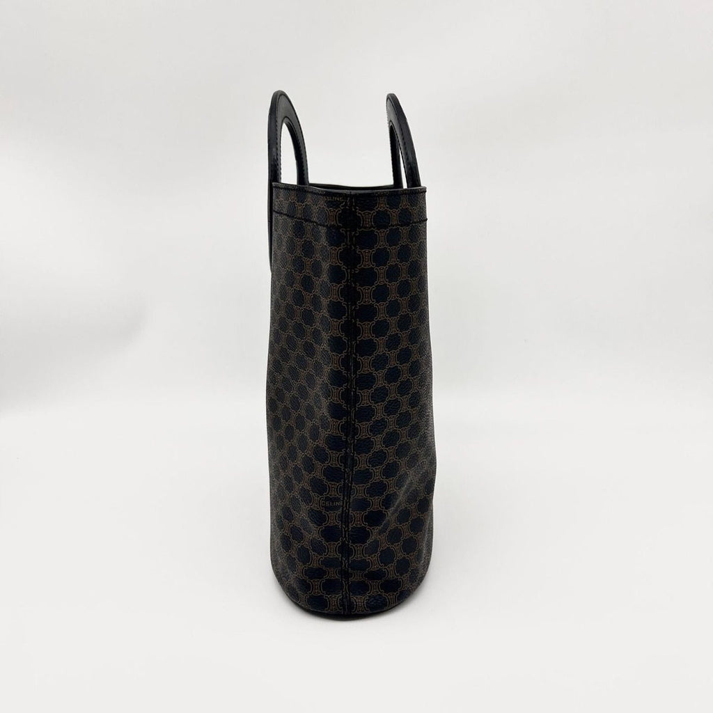 Celine Macadam Pattern Handbag Leather Dark Brown — view 4