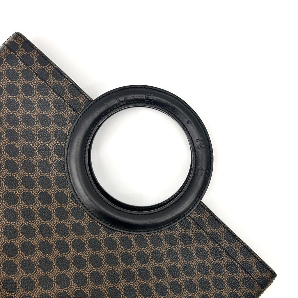 Celine Macadam Pattern Handbag Leather Dark Brown — view 9